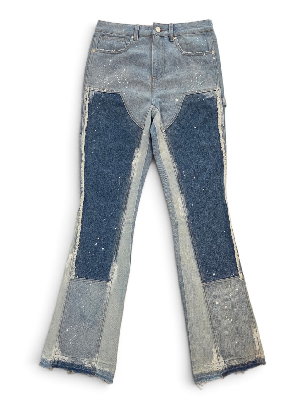 Patchwork Carpenter Jeans Paint Splatter Distressed Flare Est. Medium Streetwear